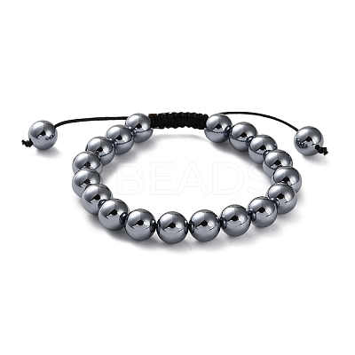 Natural Terahertz Stone Braided Beaded Bracelets for Men Women BJEW-G728-01-1