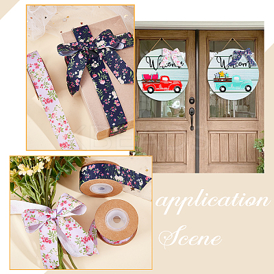 2 Rolls 2 Colors Polyester Ribbon SRIB-GF0001-19-1