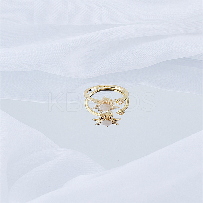 1Pc Sun Cat Eye Rotatable Open Cuff Ring for Women RJEW-LP0003-40-1