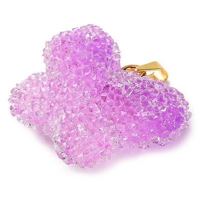 Transparent Resin Dotted Rhinetone Pendants RESI-N040-02G-05-RS-1