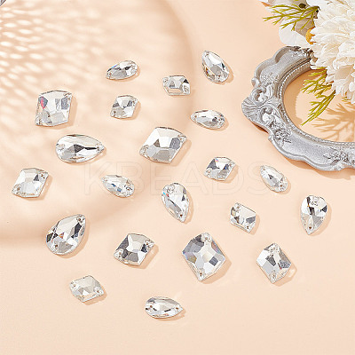 80Pcs 6 Style Irregular Rhombus & Teardrop Glass Sew On Rhinestone GLAA-GO0001-16-1