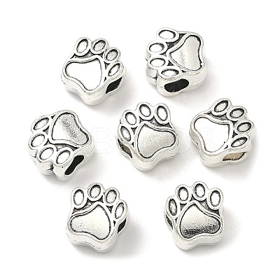 Tibetan Style Zinc Alloy Dog Paw Prints European Beads X-MPDL-R038-008AS-RS-1