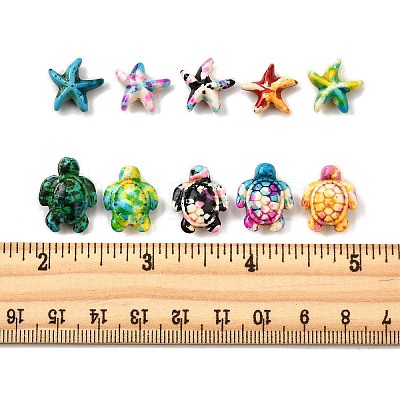 50Pcs 10 Styles Synthetic Turquoise Dyed Beads G-FP0001-05-1