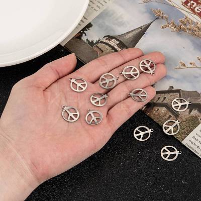 Tarnish Resistant Peace Sign 201 Stainless Steel Pendants STAS-R071-20-1