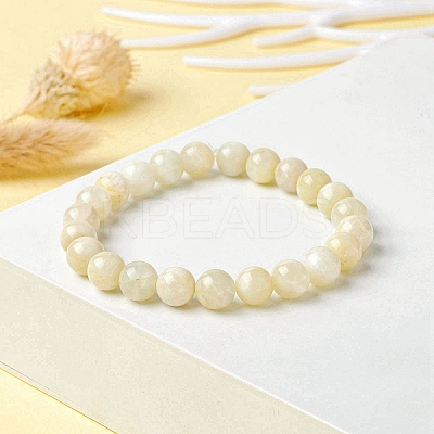 Natural Rainbow Moonstone Round Beaded Stretch Bracelet BJEW-JB03683-04-1