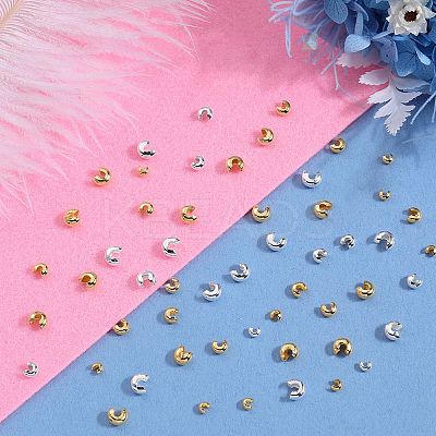 600Pcs 6 Styles Brass Crimp Beads Covers KK-SP0001-92-1