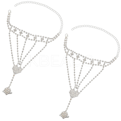 2Pcs Crystal Rhinestone Tennis Ring Bracelet BJEW-CN0001-17A-1