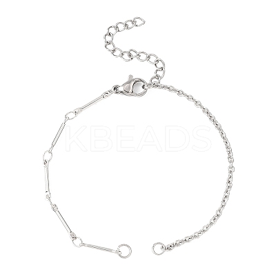 Brass Bar Link Chain & 304 Stainless Steel Cable Chain Bracelet Making AJEW-JB01421-02-1