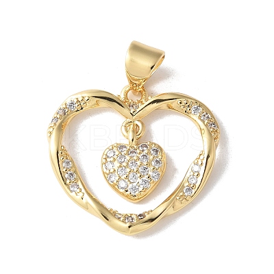Brass Micro Pave Cubic Zirconia Pendants KK-A252-33G-01-1
