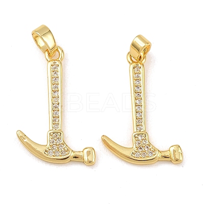 Brass Micro Pave Clear Cubic Zirconia Pendants KK-G549-16B-G-1