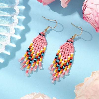 Bohemian Glass Seed Beads Dangle Earrings EJEW-MZ00338-04-1