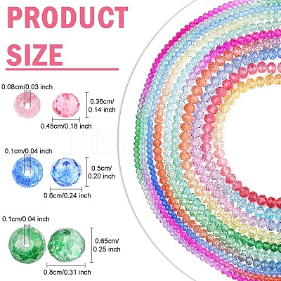 10Strands 10 Colors Transparent Painted Glass Beads Strands DGLA-YW0001-39A-1