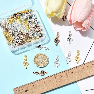 60Pcs 4 Colors Tibetan Style Treble Clef Pendants TIBEP-YW0002-09-1