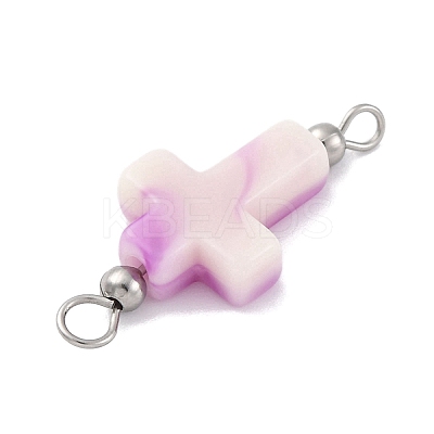 35Pcs 7 Colors Two Tone Cross Acrylic Connector Charms PALLOY-JF03528-02-1