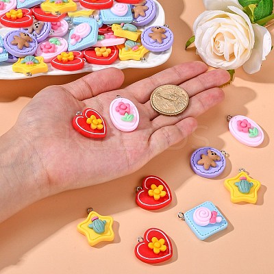30Pcs 5 Styles Opaque Resin Pendants RESI-CJ0002-30-1