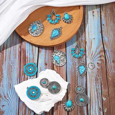 12Pcs 6 Styles Synthetic Turquoise Pendants FIND-SZ0005-73-1