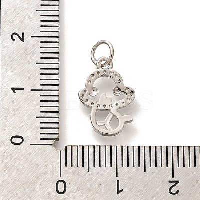 Rack Plating Brass Micro Pave Cubic Zirconia Pendants KK-H508-28P-09-1