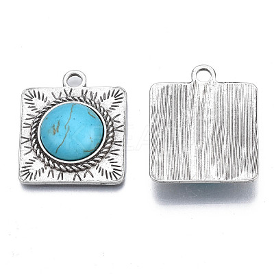 Synthetic Turquoise Pendants PALLOY-N157-027-1