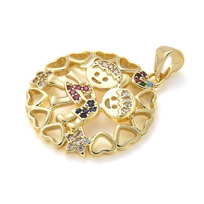 Brass Micro Pave Cubic Zirconia Pendants KK-M319-24G-02-1