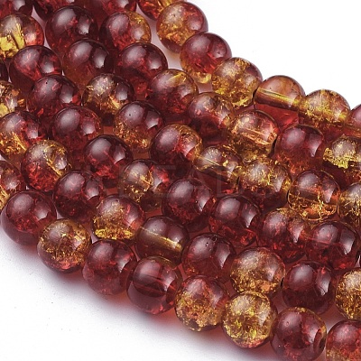 1Strand Two Tone Transparent Crackle Glass Round Beads Strands X-CCG-Q002-8mm-10-1