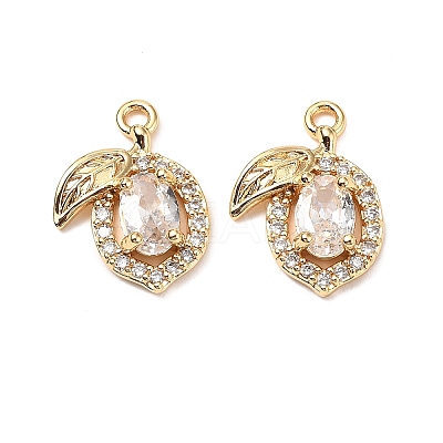 Brass Micro Pave Clear Cubic Zirconia Pendants KK-A259-21G-1