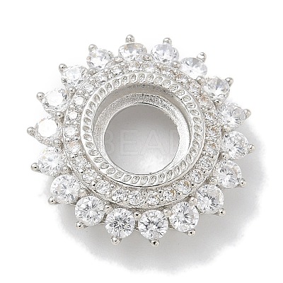 Rack Plating Brass Micro Pave Clear Cubic Zirconia Cabochon Connector Setttings KK-L224-027P-01-1