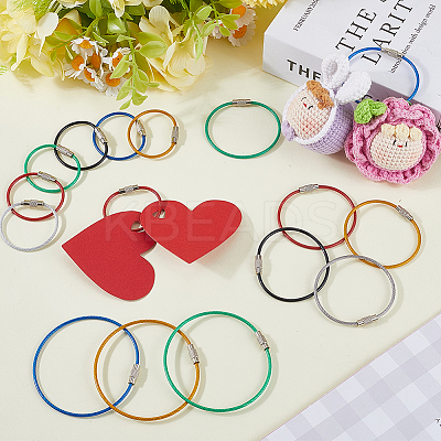 36Pcs 18 Styles Rubber Cover Stainless Steel Wire Cable Keychains FIND-SC0013-72-1