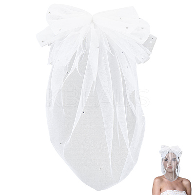 1Pc Bowknot Polyester Bridal Veils AJEW-CY0001-83-1