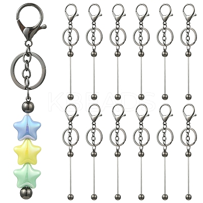 10Pcs Alloy Bar Beadable Keychain for Jewelry Making DIY Crafts KEYC-YW0001-28B-1