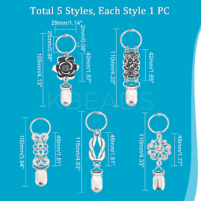 5Pcs 5 Styles Iron Retro Hat Clips FIND-PH0005-79-1