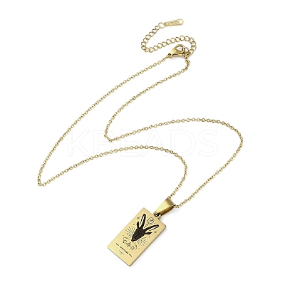 304 Stainless Steel Black Enamel Rectangle with Constellation Pendant Necklaces LS-NJEW-I128-01D-1