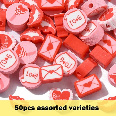 50Pcs Handmade Polymer Clay Beads CLAY-YW0002-30-1