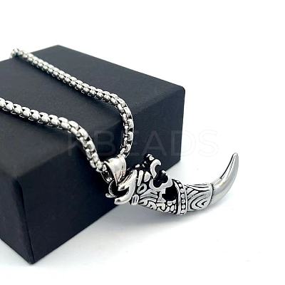 Vintage 304 Stainless Steel Wolf Tooth Shaped Pendant Necklaces for Men CG2118-1