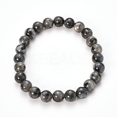 Natural Larvikite Beaded Stretch Bracelets BJEW-Q692-36-8mm-1