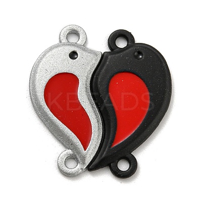 Spray Painted Alloy Couple Heart Connector Charms PALLOY-K018-02-1