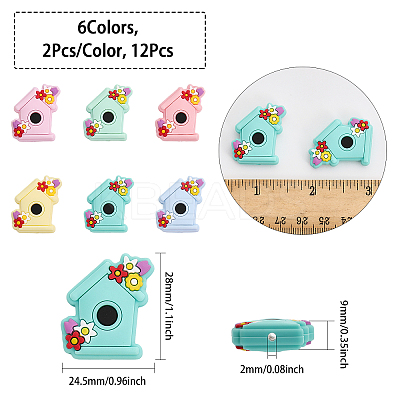 12Pcs 6 Colors Silicone Beads SIL-CA0002-45-1