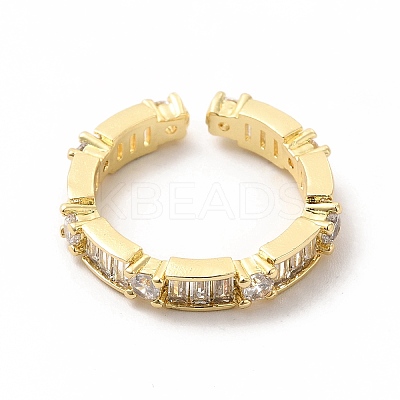 Cubic Zirconia Rectangle Open Cuff Ring KK-A180-41G-01-1