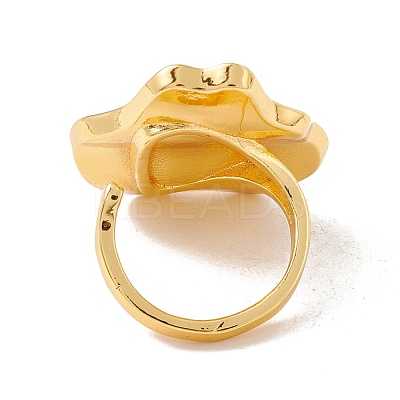 Flower Brass Open Cuff Finger Ring Enamel Settings KK-G428-04G-1