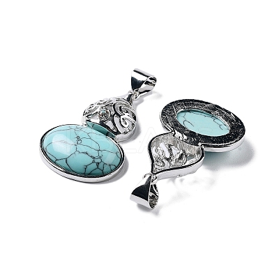 Synthetic Turquoise Oval Pendants G-A093-02P-03-1