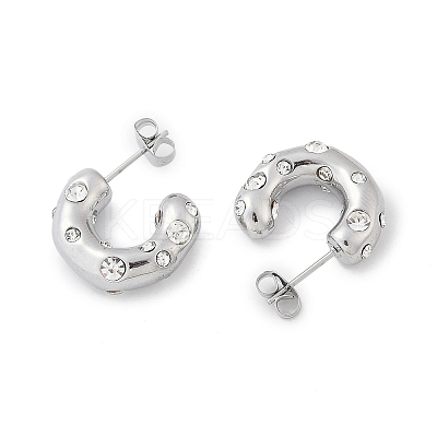 304 Stainless Steel Rhinestone Stud Earrings LS-EJEW-M070-18P-1