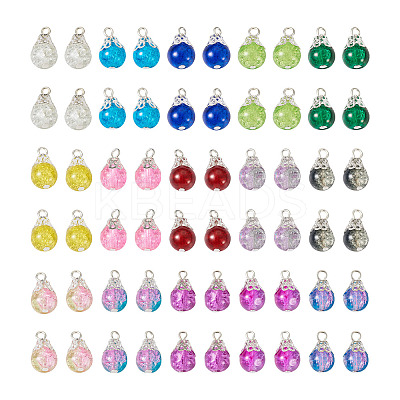 120Pcs 15 Colors Spray Painted Crackle Glass Pendants FIND-KS0001-29-1