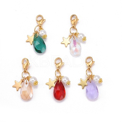 Faceted Teardrop Glass Pendants HJEW-JM00487-1
