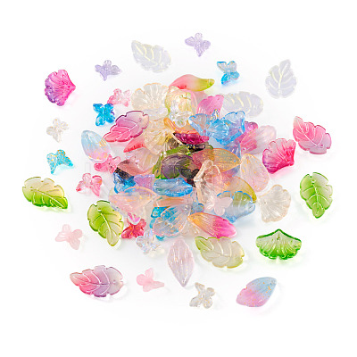 100Pcs 20 Styles Two Tone Transparent Spray Painted Glass Pendants GLAA-TA0002-07-1