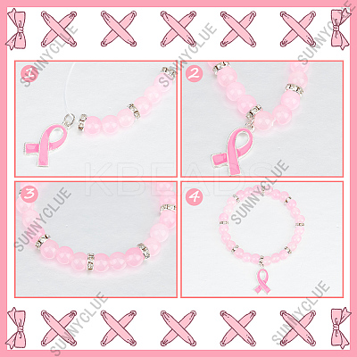 DIY Breast Cancer Awareness Bracelet Making Kit DIY-SC0021-74-1