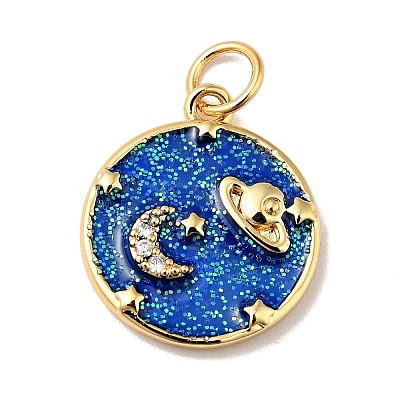Rack Plating Brass Micro Pave Cubic Zirconia Pendants KK-H431-09G-A-1