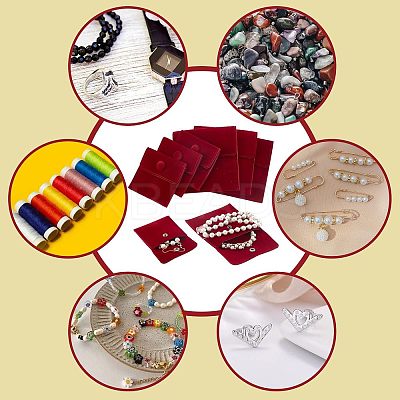 8Pcs 2 Style Square Velvet Jewelry Bags TP-FH0001-01B-1