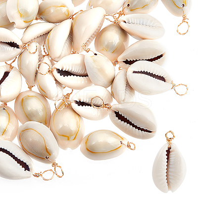50Pcs Natural Cowrie Shell Pendants FIND-BBC0003-13-1