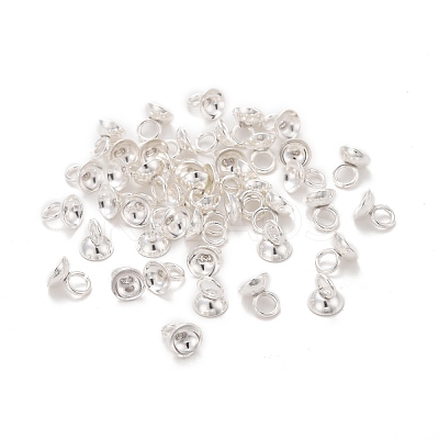 201 Stainless Steel Bead Cap Pendant Bails STAS-L244-27C-S-1