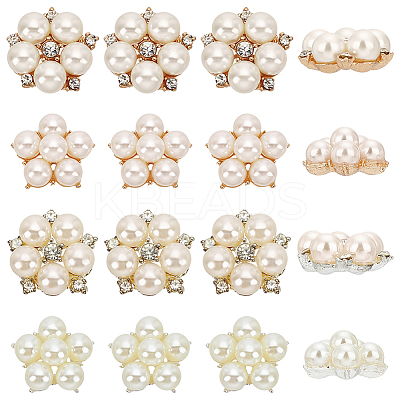 16Pcs 4 Styles Flower Shape Alloy Cabochons JEWB-FG0001-19-1