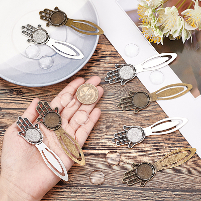 DIY Blank Dome Hamsa Hand Bookmark Making Kit DIY-SC0021-03-1